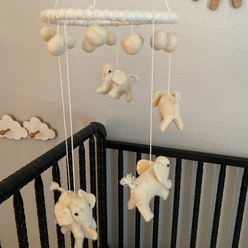Beautiful handmade Wool Elephant Baby Mobile